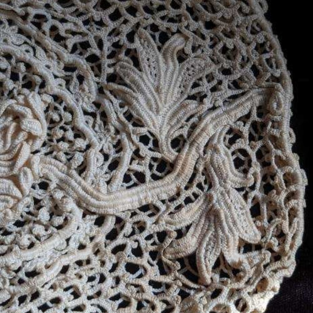 Antique Crocheted Lace Purse Evening Wedding Bag Victorian - Picture 10 of 16